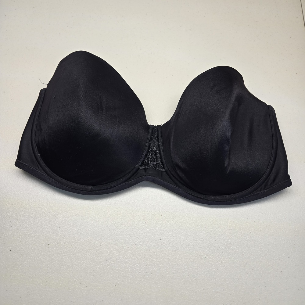 Vanity Fair Women Bra 42DD Black Strapless Underwired Lace READ